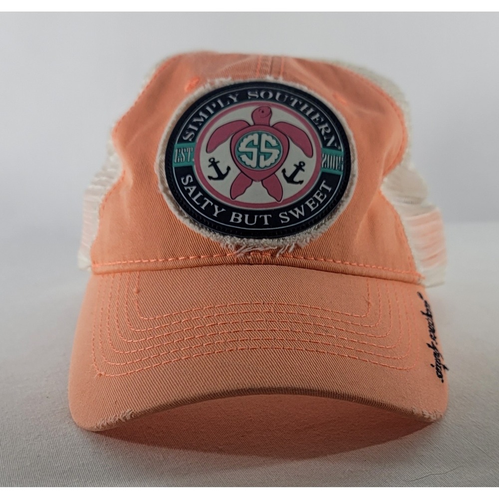 Simply Southern Salty But Sweet Sea Turtle‎ Snapback Trucker Cap Adult Hat Peach